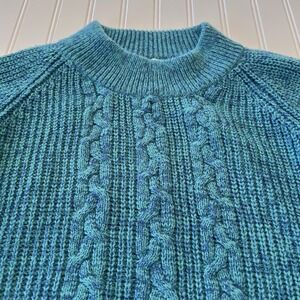 Vintage Ivanhoe Women's XL Sweater – Blue & Teal Cable Knit – 100% Acrylic‎